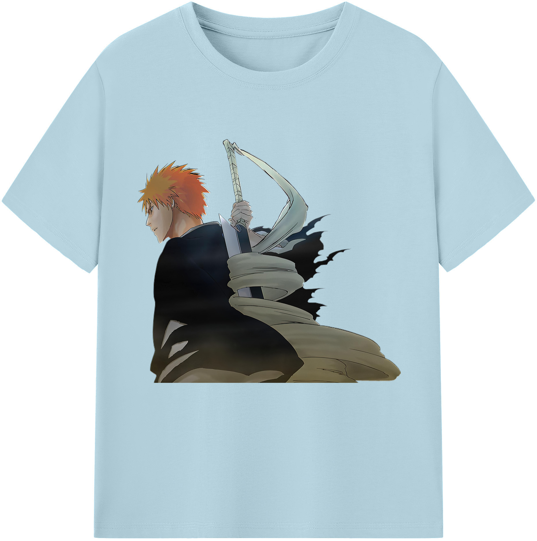 （画像用） ブリーチ 黒崎一護（くろさき いちご）BLEACH Kurosaki Ichigo 綿100％半袖Tシャツ（フロントプリント）